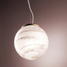 Lampe suspendue avec verre diamètre 20cm et support en laiton mat
