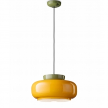 Lampe à suspension moderne dans la combinaison de couleurs vert sauge/jaune