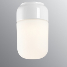 Lampe avec céramique de coloris blanc brillant et avec verre opaque