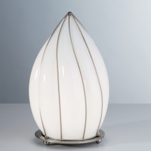 Lampe à poser contemporaine avec diffuseur en verre soufflé de Murano, couleur blanc