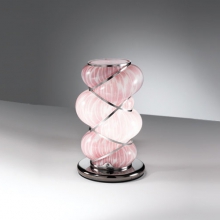 Lampe à poser rétro en verre soufflé de Murano avec diffuseur rose