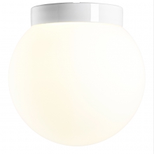 Plafonnier sphère minimaliste, socle en céramique blanc brillant