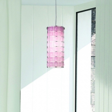 Suspension cylindrique moderne en verre soufflé de Murano de couleur rose