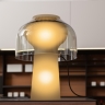 Lampe de table Lilly avec base en verre fum satin et abat-jour en verre fum clair