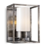 Grand modle de lampe d'extrieur avec verre blanc, nickel antique