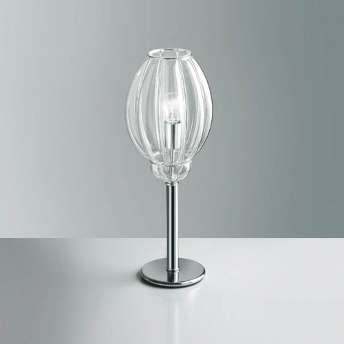 Lampe de chevet en métal avec un diffuseur transparent en verre de Murano