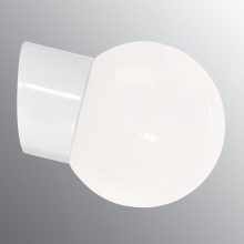 Applique avec une base blanche et une sphre en verre blanc brillant, diamtre 15 cm
