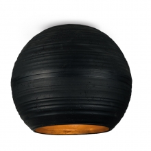 Lampe boule en cramique noir marron avec feuille d'or  l'intrieur de l'abat-jour