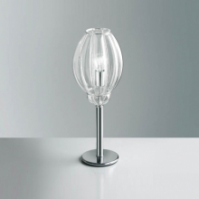 Lampe de chevet en mtal avec un diffuseur transparent en verre de Murano